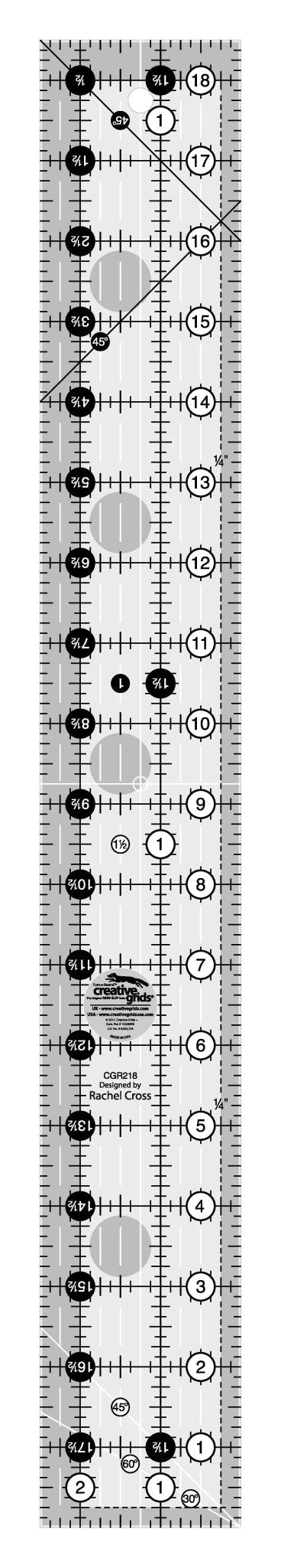 Creative Grids 2 - 1/2in x 18 - 1/2in Rectangle Quilt Ruler - Choice FabricsCDS-CGR218