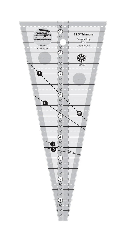 Creative Grids 22 - 1/2 Degree Triangle Ruler - Choice FabricsCDS-CGRT225
