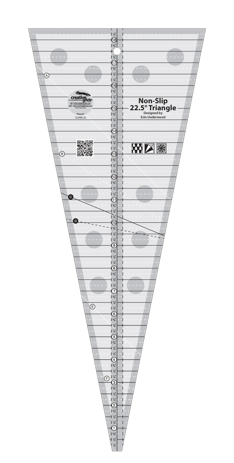 Creative Grids 22.5 Degree Triangle Quilt Ruler - Choice FabricsCDS-CGREU3