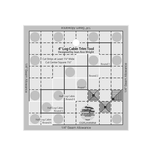 Creative Grids 4in Log Cabin Trim Tool Quilt Ruler - Choice FabricsCDS-CGRJAWMN4