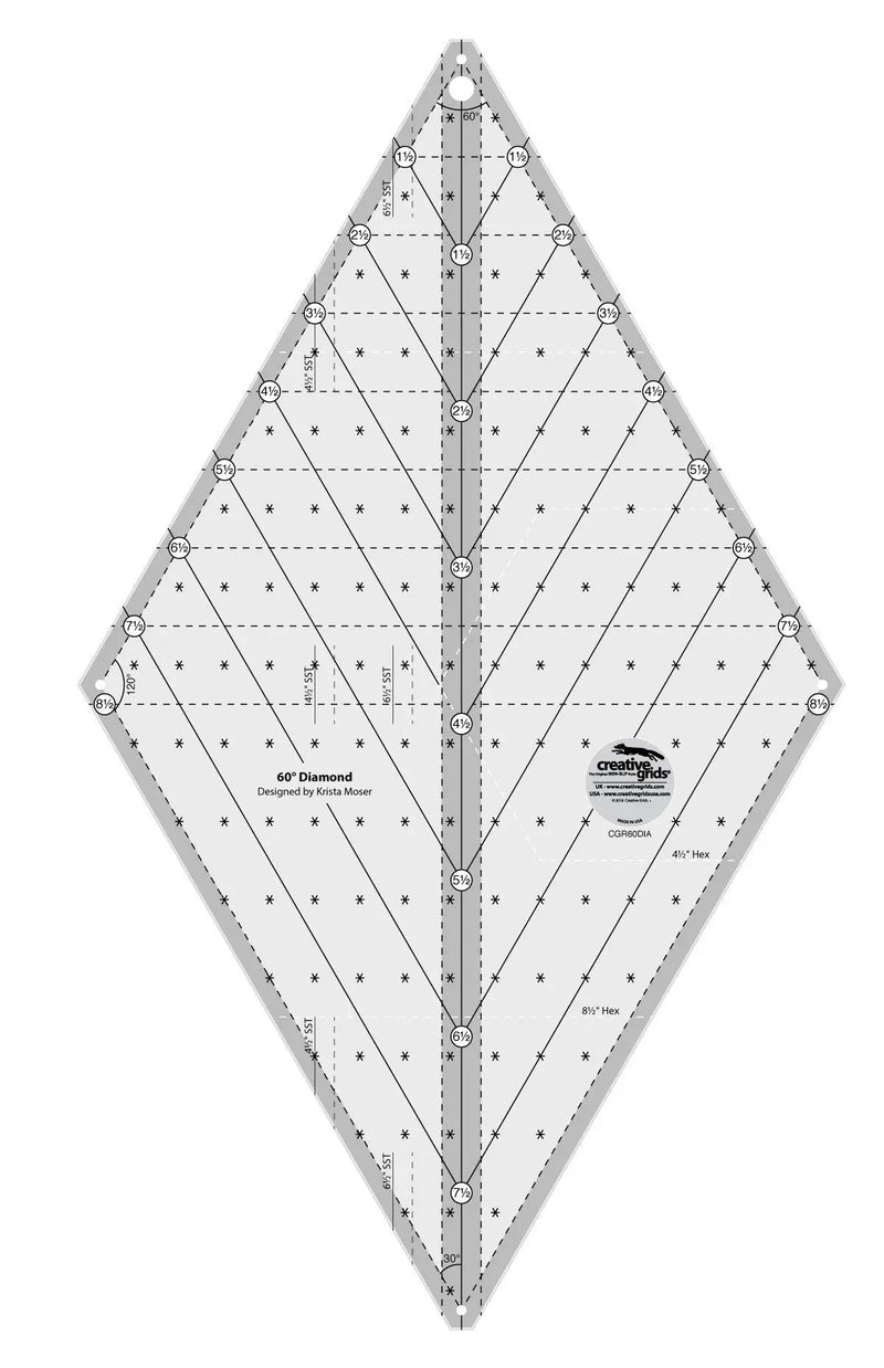 Creative Grids 60 Degree Diamond Ruler - Choice FabricsCDS-CGR60DIA