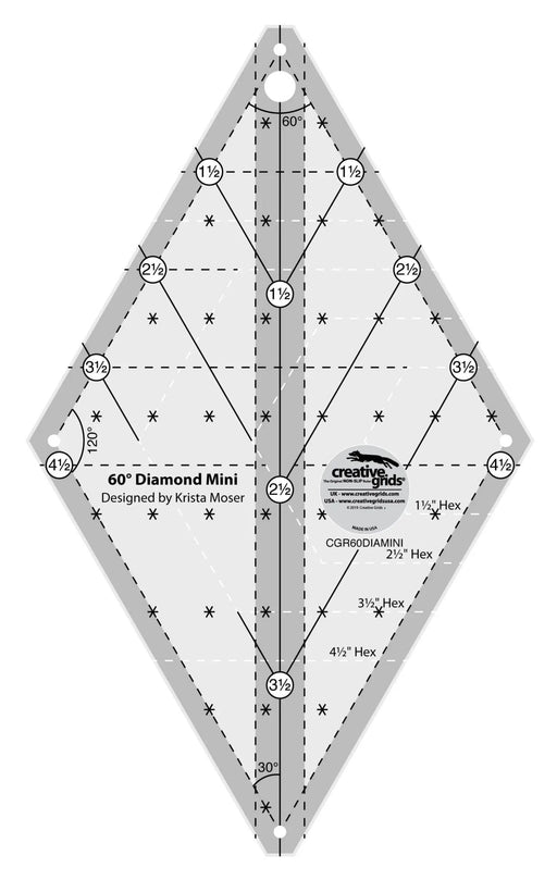 Creative Grids 60 Degree Mini Diamond Ruler - Choice FabricsCDS-CGR60DIAMINI