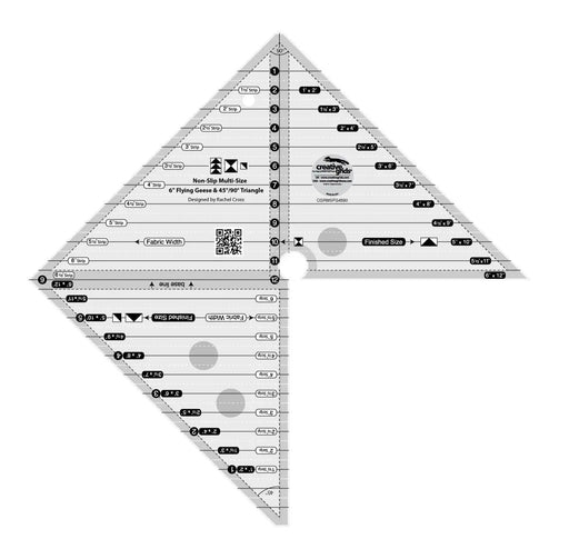 Creative Grids 6in Flying Geese & 45 90 Degree Triangle Quilt Ruler - Choice FabricsCDS-CGRMSFG4590