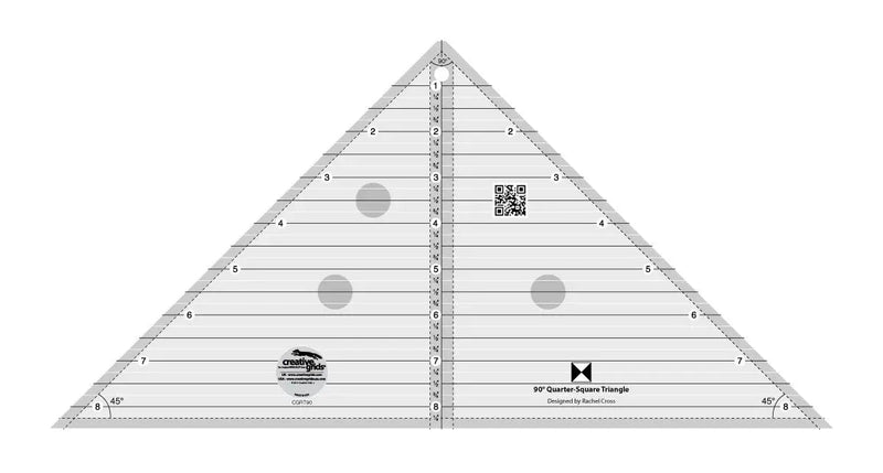 Creative Grids 90 Degree Quarter - Square Triangle Quilt Ruler - Choice FabricsCDS-CGRT90
