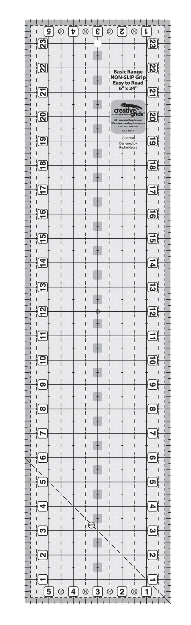 Creative Grids Basic Range 6in x 24in Rectangle Quilt Ruler - Choice FabricsCDS-CGRBR6