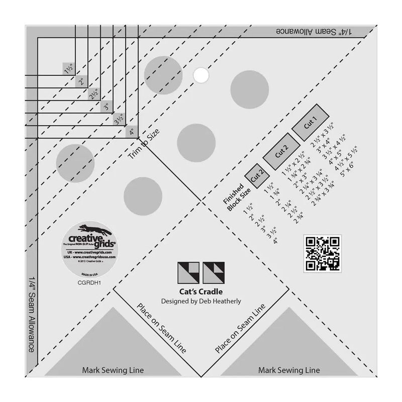 Creative Grids Cat's Cradle Tool Quilt Ruler - Choice FabricsCDS-CGRDH1