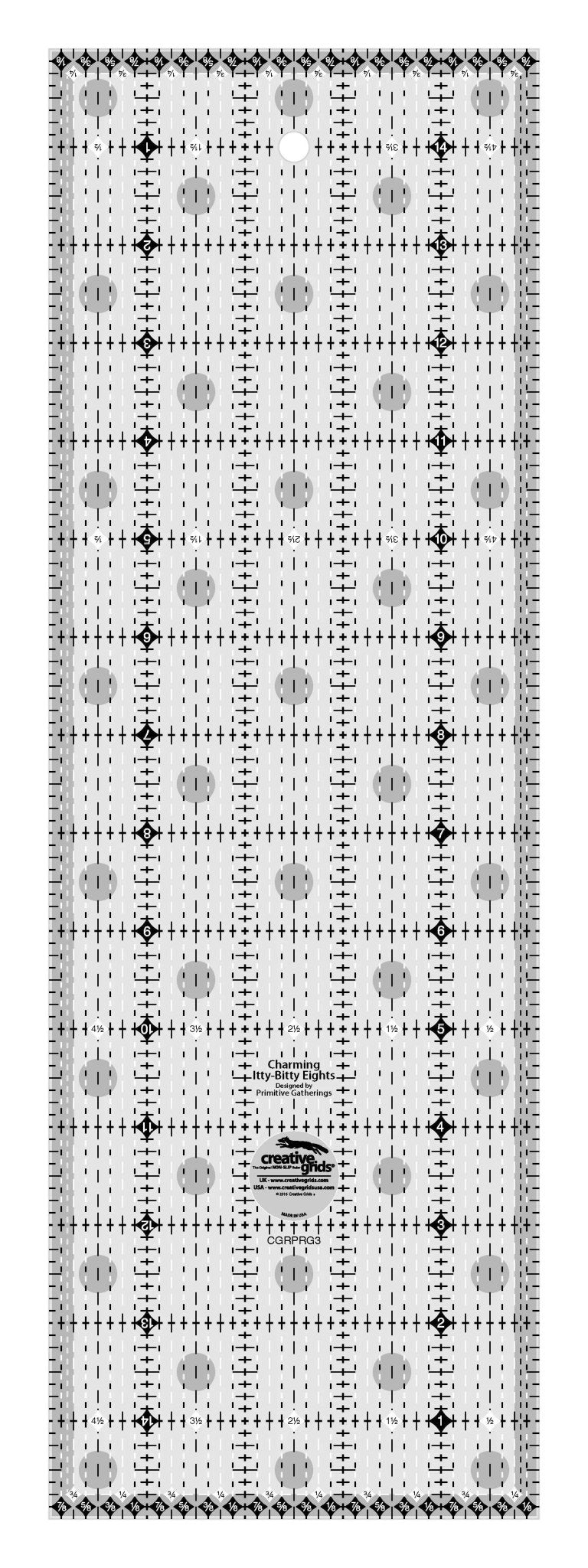 Creative Grids Charming Itty - Bitty Eights 5in x 15in Quilt Ruler - Choice FabricsCDS-CGRPRG3