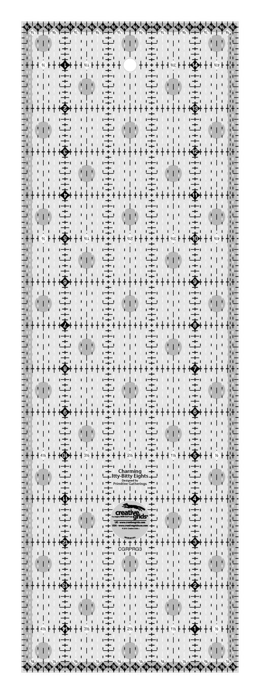 Creative Grids Charming Itty - Bitty Eights 5in x 15in Quilt Ruler - Choice FabricsCDS-CGRPRG3