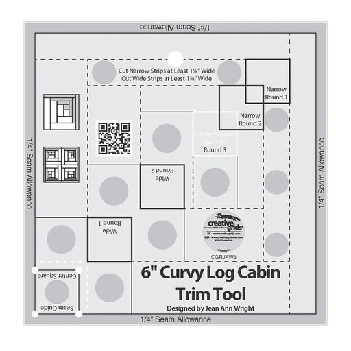 Creative Grids Curvy Log Cabin Trim Tool 6in Finished Blocks Quilt Ruler - Choice FabricsCDS-CGRJAW6