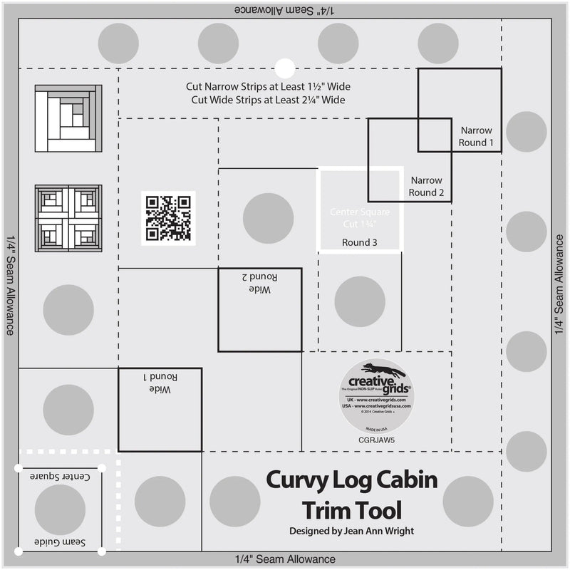 Creative Grids Curvy Log Cabin Trim Tool 8in Finished Blocks - Choice FabricsCDS-CGRJAW5