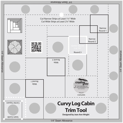 Creative Grids Curvy Log Cabin Trim Tool 8in Finished Blocks - Choice FabricsCDS-CGRJAW5