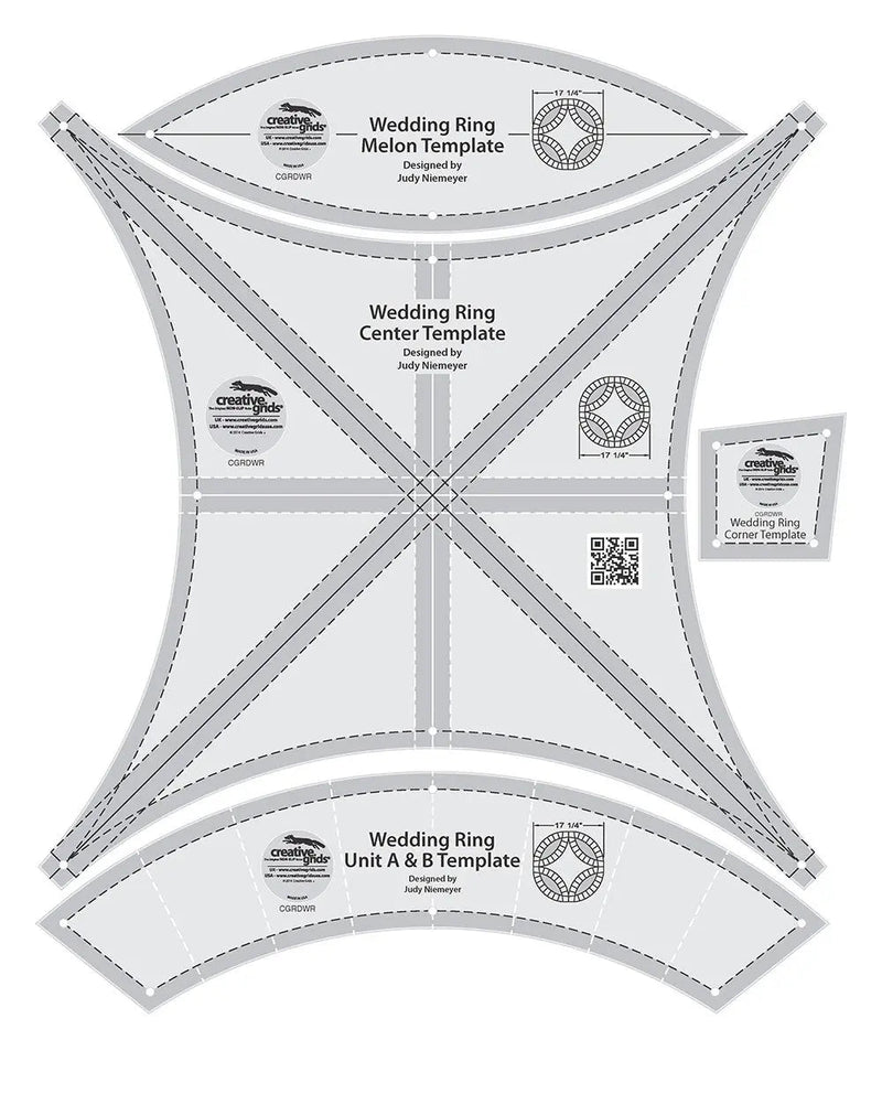 Creative Grids Double Wedding Ring Templates Quilt Ruler - Choice FabricsCDS-CGRDWR