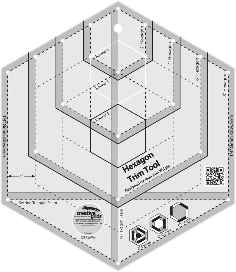 Creative Grids Hexagon Trim Tool Quilt Ruler - Choice FabricsCDS-CGRJAW4