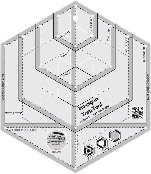 Creative Grids Hexagon Trim Tool Quilt Ruler - Choice FabricsCDS-CGRJAW4