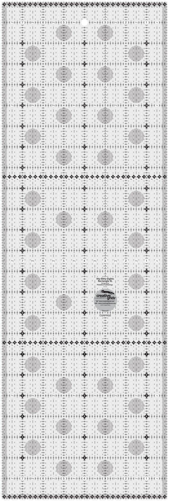 Creative Grids Itty - Bitty Eights Rectangle XL 8in x 24in Quilt Ruler - Choice FabricsCDS-CGRPRG5