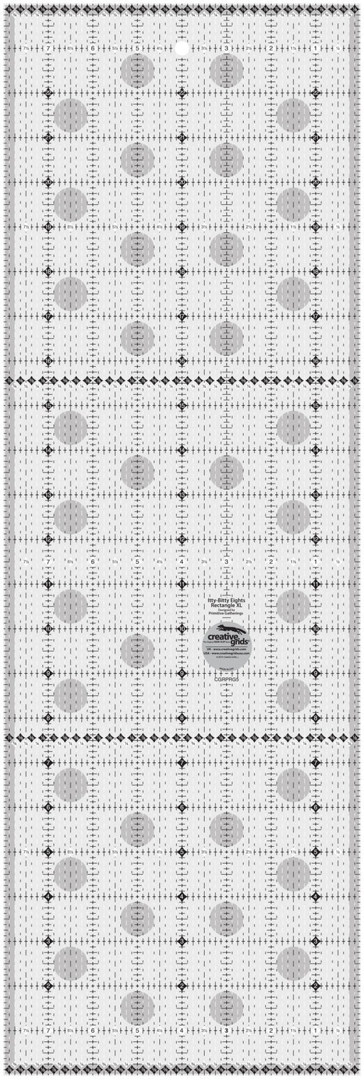 Creative Grids Itty - Bitty Eights Rectangle XL 8in x 24in Quilt Ruler - Choice FabricsCDS-CGRPRG5