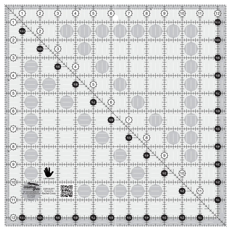 Creative Grids Left Handed Quilt Ruler 12 - 1/2in Square - Choice FabricsCDS-CGR12LEFT