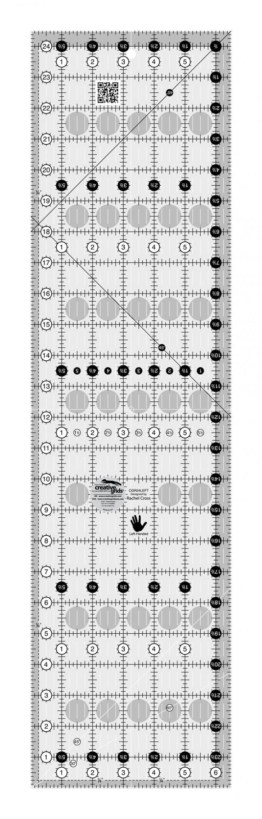 Creative Grids Left Handed Quilt Ruler 6 - 1/2in x 24 - 1/2in - Choice FabricsCDS-CGR24LEFT
