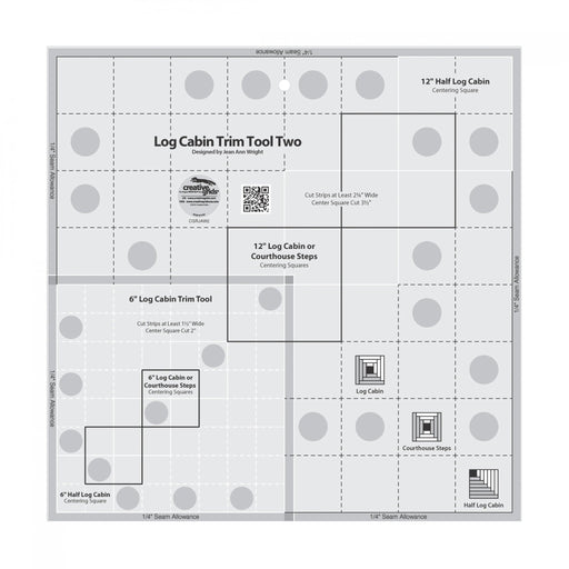 Creative Grids Log Cabin Trim Tool Two 6in & 12in Blocks Quilt Ruler - Choice FabricsCDS-CGRJAW2