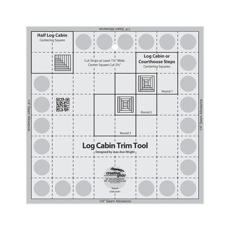 Creative Grids Log Cabin Trim Tool for 8in Finished Blocks Quilt Ruler - Choice FabricsCDS-CGRJAW1