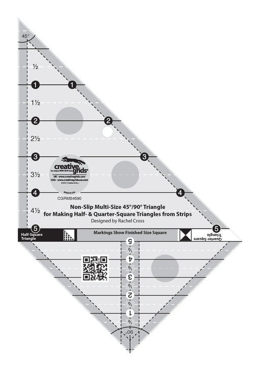 Creative Grids Multi Size Triangle 45 and 90 Degrees Quilt Ruler - Choice FabricsCDS-CGRMS4590