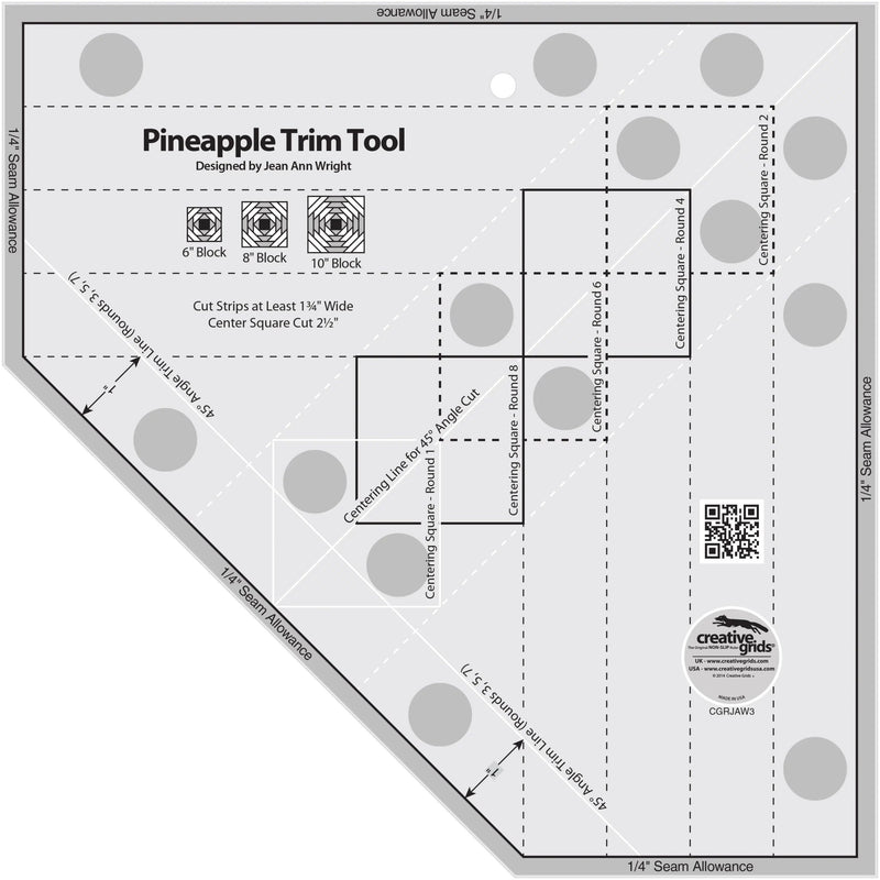 Creative Grids Pineapple Trim Tool for 6, 8 or 10in Finished Blocks - Choice FabricsCDS-CGRJAW3