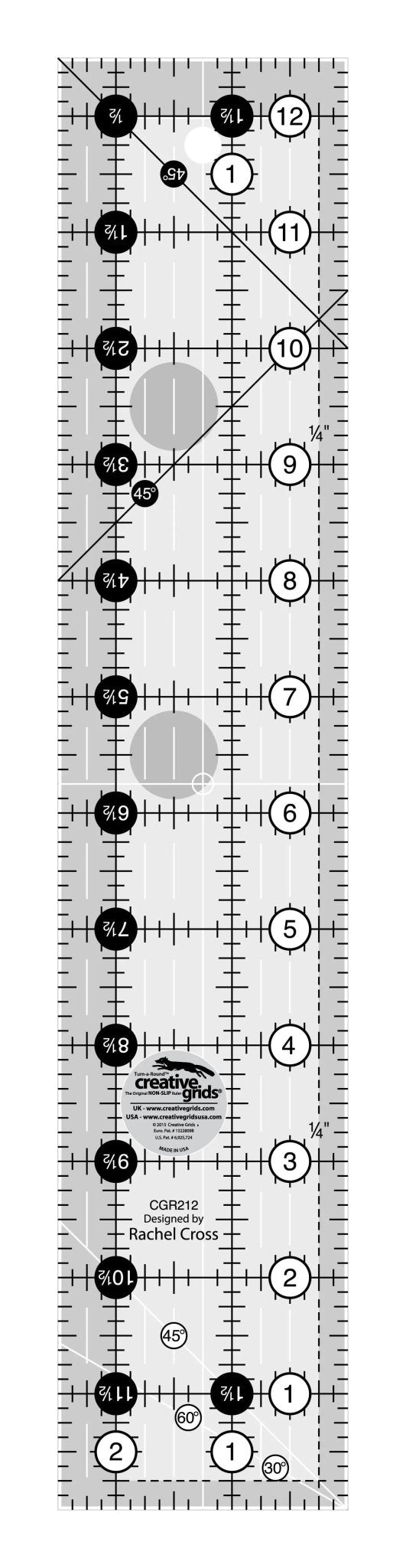 Creative Grids Quilt Ruler 2 - 1/2in x 12 - 1/2in - Choice FabricsCDS-CGR212