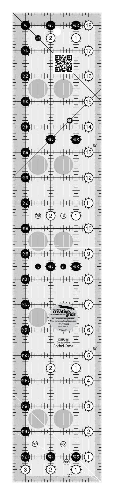 Creative Grids Quilt Ruler 3 - 1/2in x 18 - 1/2in - Choice FabricsCDS-CGR318