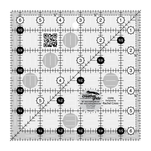 Creative Grids Quilt Ruler 6 - 1/2in Square - Choice FabricsCDS-CGR6