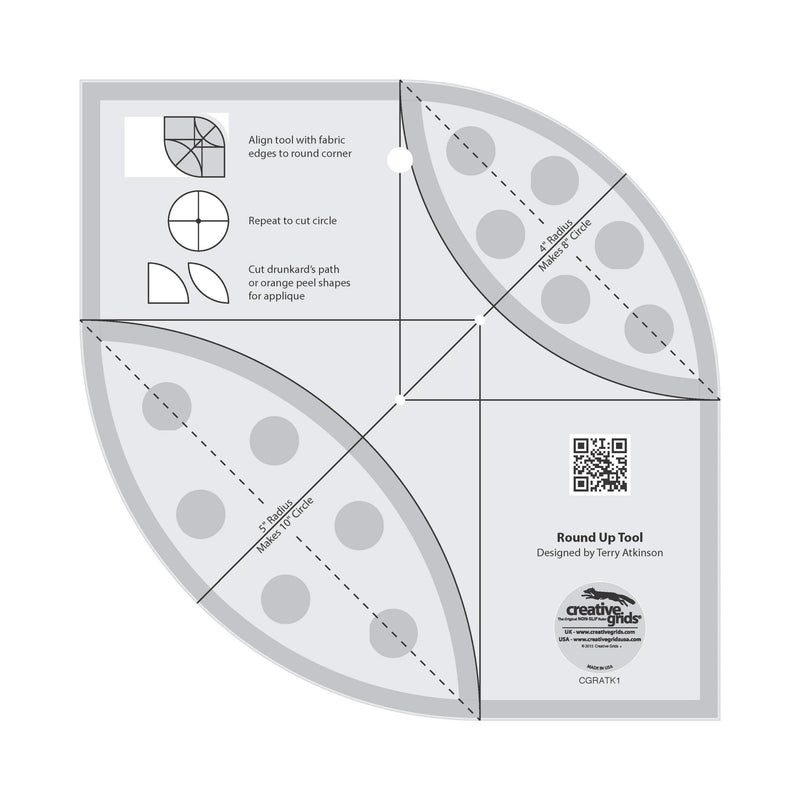 Creative Grids Round Up Tool and Quilting Ruler - Choice FabricsCDS-CGRATK1