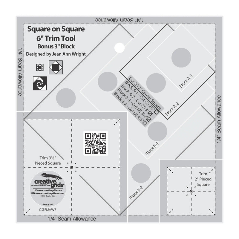 Creative Grids Square on Square Trim Tool - 3in or 6in Finished - Choice FabricsCDS-CGRJAW7