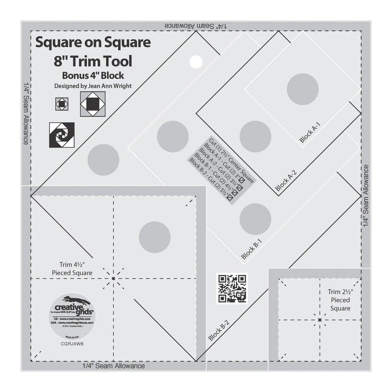 Creative Grids Square on Square Trim Tool - 4in or 8in Finished - Choice FabricsCDS-CGRJAW8