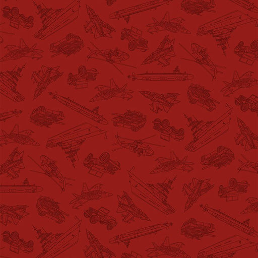 Crimson Military Convoy Path to Freedom Cotton 44"/45" Fabric Per Yard - Choice FabricsCQ-CD3918-CRIMSON