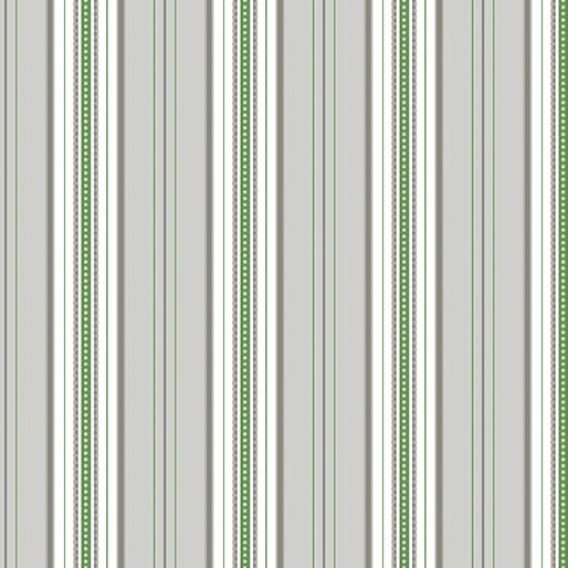 French Romance - Simone Stripe - Green/Gray (3-Yard Pack)