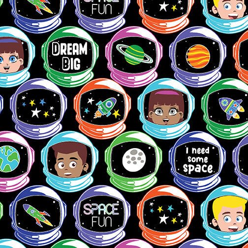 Lift Off - I'm An Astronaut - Black (3 - Yard Pack) - Choice Fabrics12602G-12