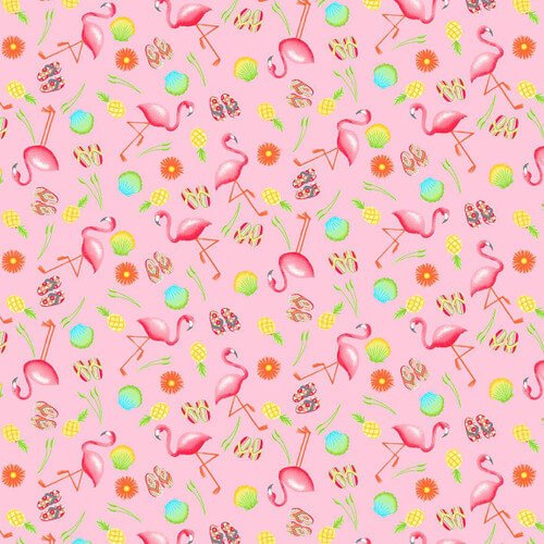 Comfy Flannel - Flamingo & Flip Flops - Choice Fabrics1034-22
