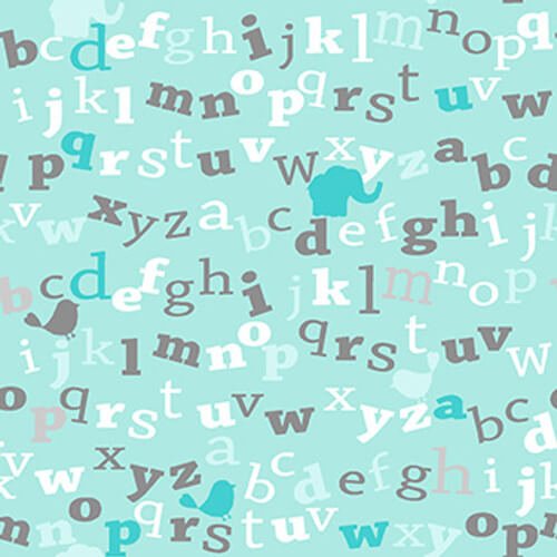 Comfy Flannel - Letters - Choice Fabrics12438-Turq
