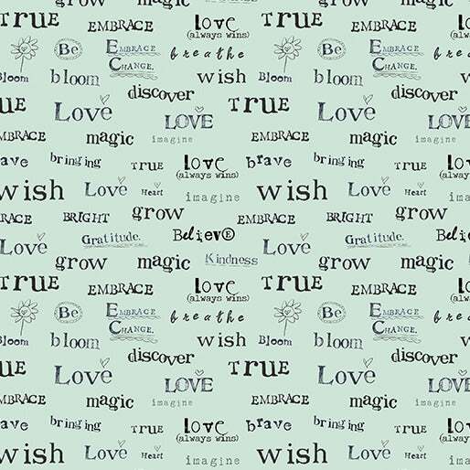 A Heart Led Life - Words of the Heart - Light Turquoise (3-Yard Pack)