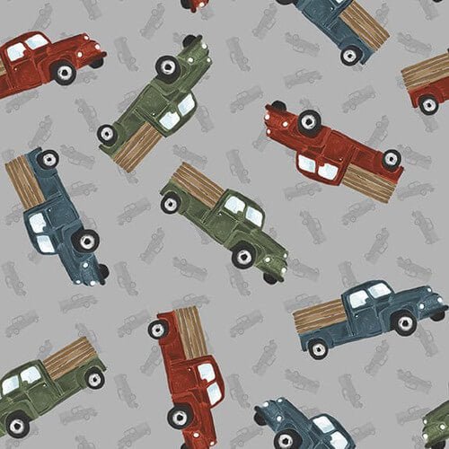 Rise with the Sun - Trucks - Gray (3 - Yard Pack) - Choice Fabrics3745-90