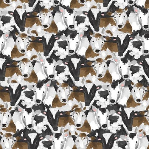 Rise with the Sun - Cow Collage - Brown - Choice Fabrics3746-39
