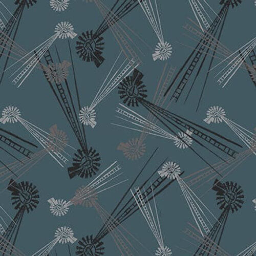 Rise with the Sun - Windmills - Dark Teal (3-Yard Pack)