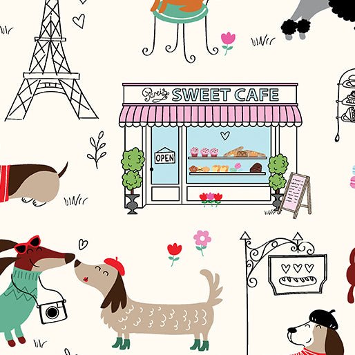 Benartex LLC - Benartex Prints Direct - Parisian Pups - Choice FabricsDS-93480-001 - 14737-07