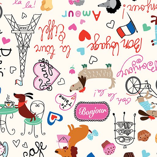 Benartex LLC - Benartex Prints Direct - Parisian Pups - Choice FabricsDS-93493-001 - 14743-07