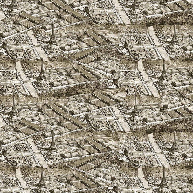 Paris Nights - Map - Sepia - Choice Fabrics4107-38