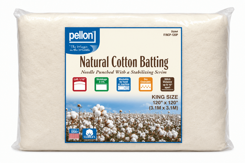 Pellon® Natural Cotton Batting With Scrim 120" x 120" King Size Package - Choice FabricsDSFNCP120