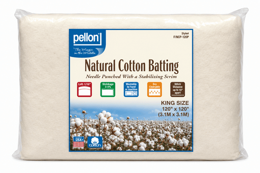Pellon® Natural Cotton Batting With Scrim 120" x 120" King Size Package - Choice FabricsDSFNCP120