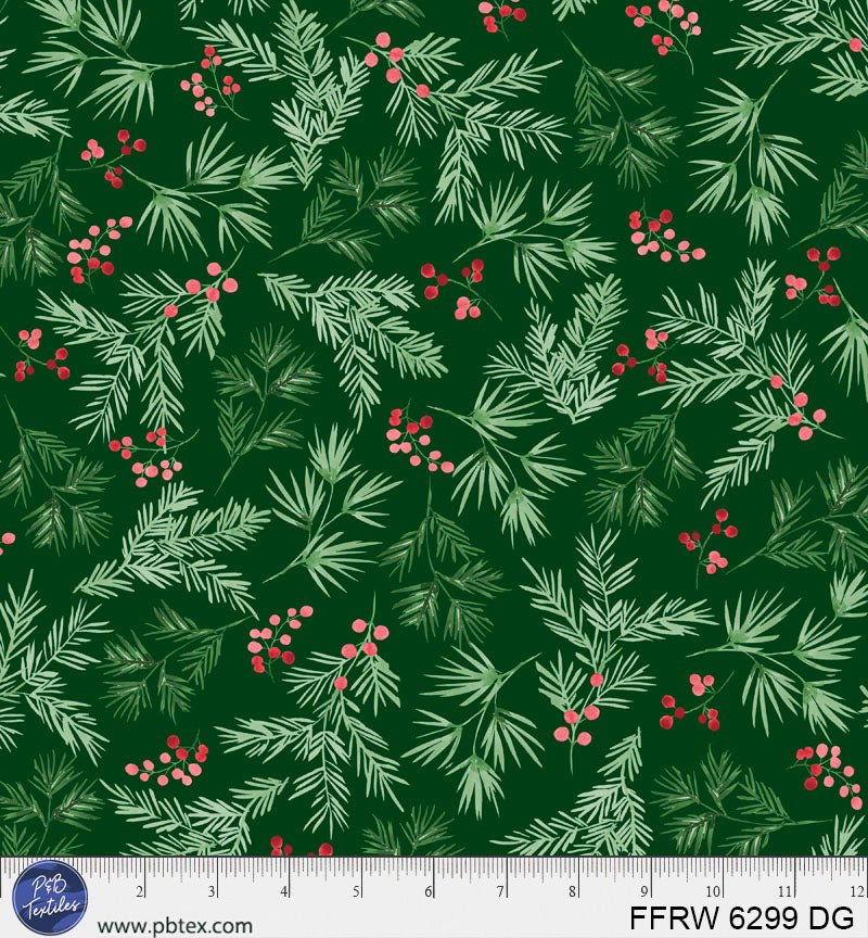 Dark Green First Frost Pine Spring 108" Cotton Fabric Per Yard - Choice FabricsFFRW-6299-DG