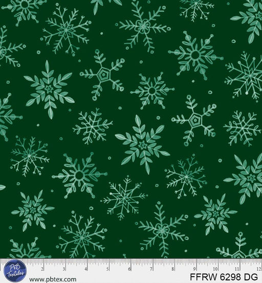 Dark Green First Frost Winter Fall 108" Cotton Fabric Per Yard - Choice FabricsFFRW-6298-DG