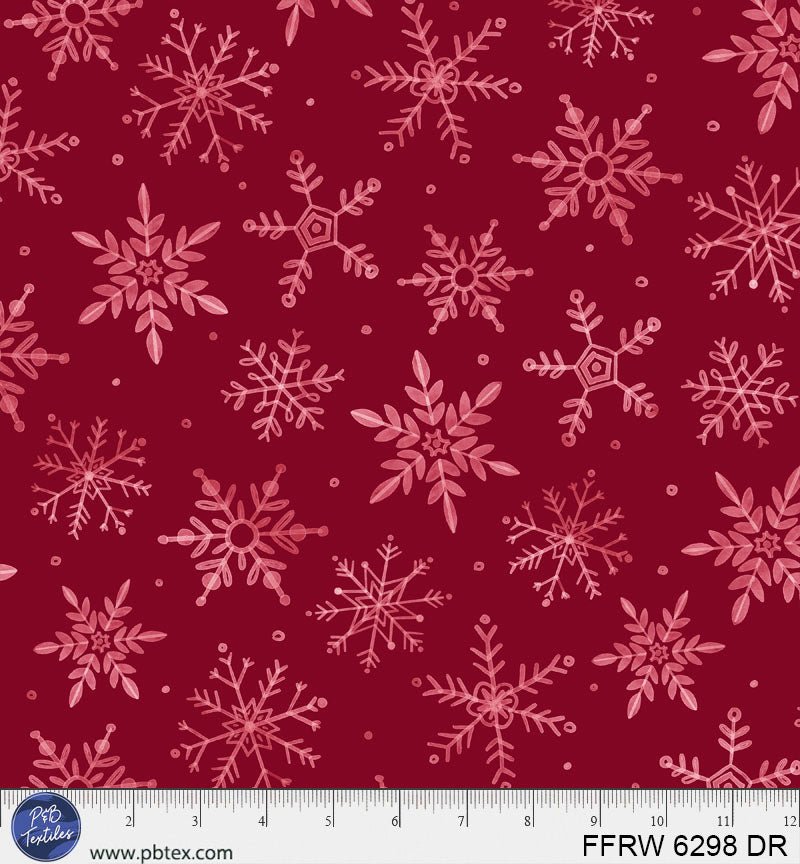 Dark Red First Frost Winter Fall 108" Cotton Fabric Per Yard - Choice FabricsFFRW-6298-DR