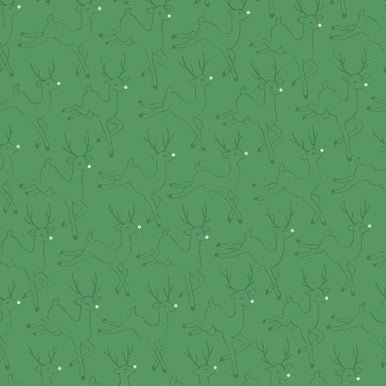 Deer Metallic Green Merry Mix 43"/44" Cotton Fabric Per Yard - Choice FabricsMASM11112-G